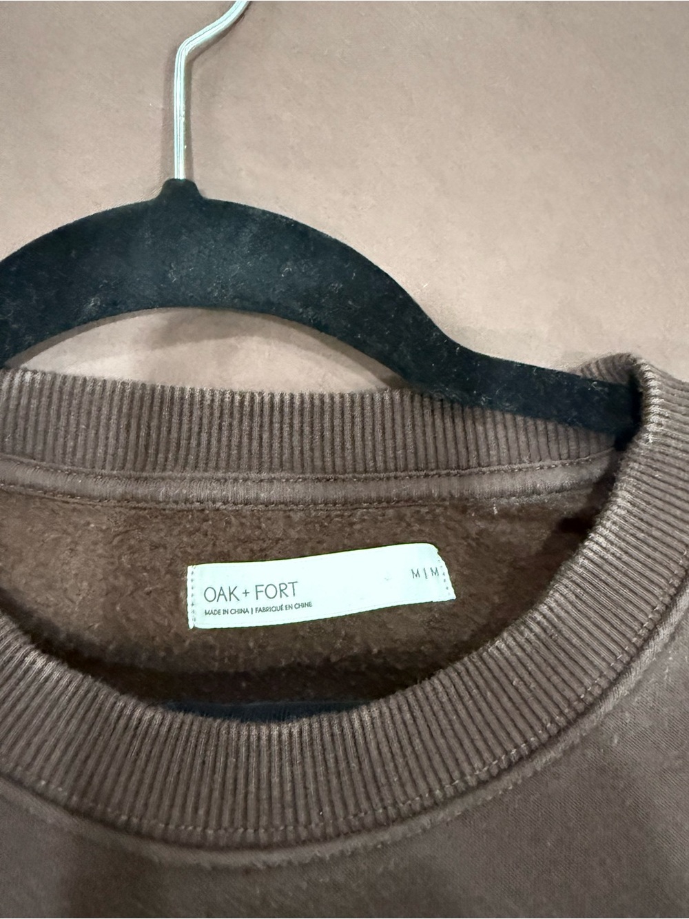 OAK + FORT Brown Crewneck with Teddy Detail - Picture 3 of 5